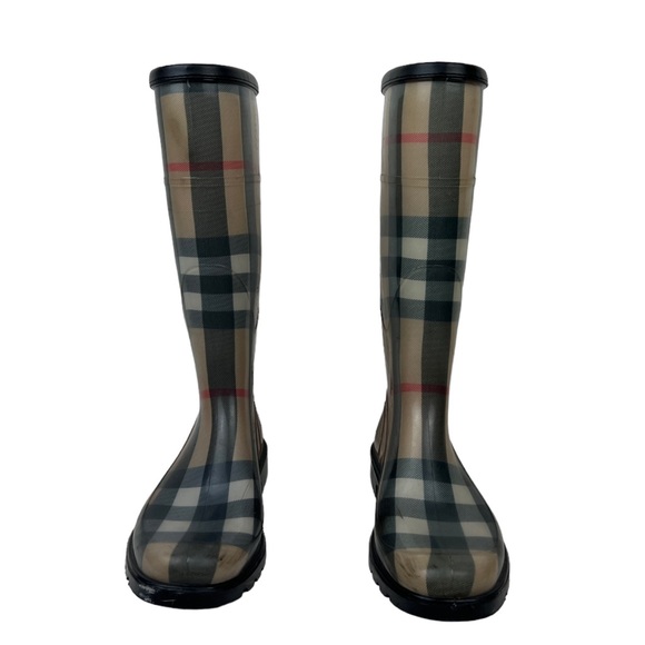 BURBERRY Rubber Rain Boots Plaid Check Pattern Women's Size 37 / 7 - Picture 2 of 12